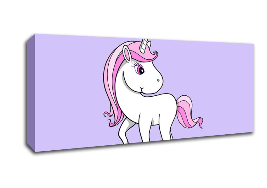 Picture of Unicorn Walking Lilac Panoramic Canvas Wall Art