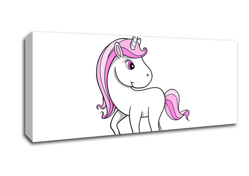 Picture of Unicorn Walking White Panoramic Canvas Wall Art