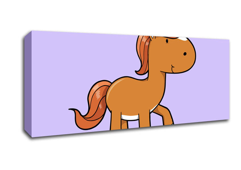 Picture of Walking Pony Horse Lilac Panoramic Canvas Wall Art