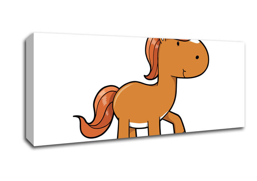Picture of Walking Pony Horse White Panoramic Canvas Wall Art