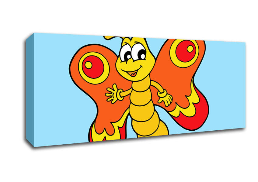 Picture of Waving Butterfly Baby Blue Panoramic Canvas Wall Art