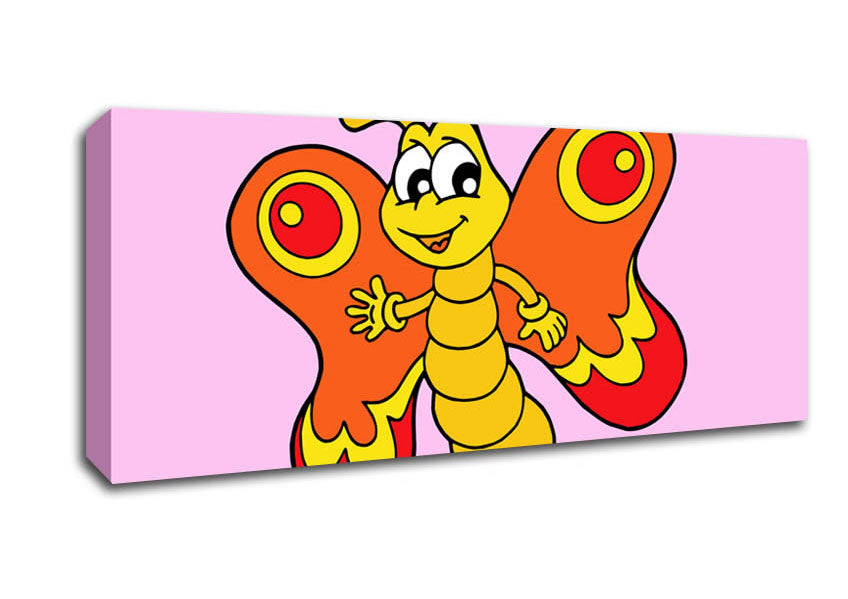 Picture of Waving Butterfly Pink Panoramic Canvas Wall Art