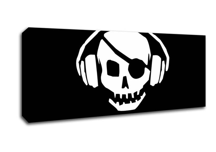 Picture of Skeleton Pirate Headphones Panoramic Canvas Wall Art
