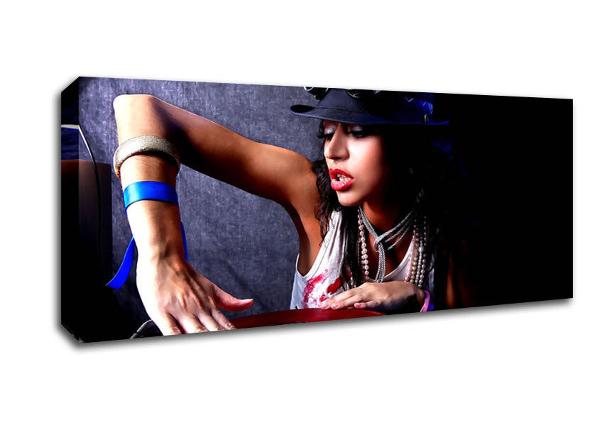 Picture of Sexy Dj Girl Panoramic Canvas Wall Art