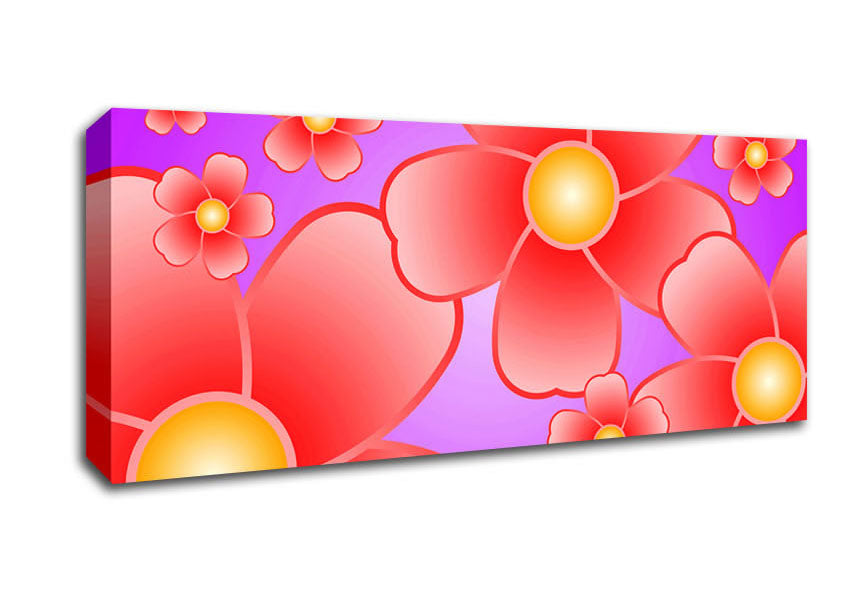 Picture of Psychodelic Flowers Panoramic Canvas Wall Art