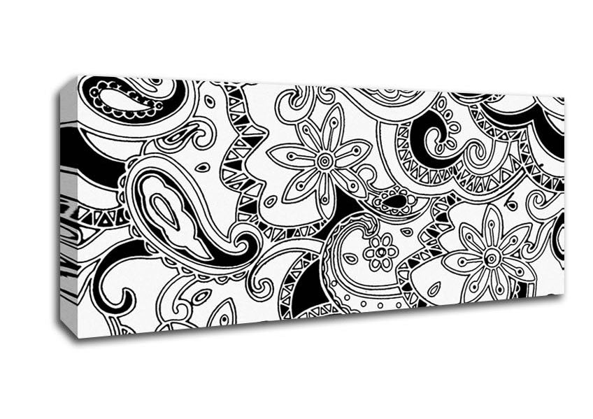 Picture of Pasley Garden Black On White Panoramic Canvas Wall Art
