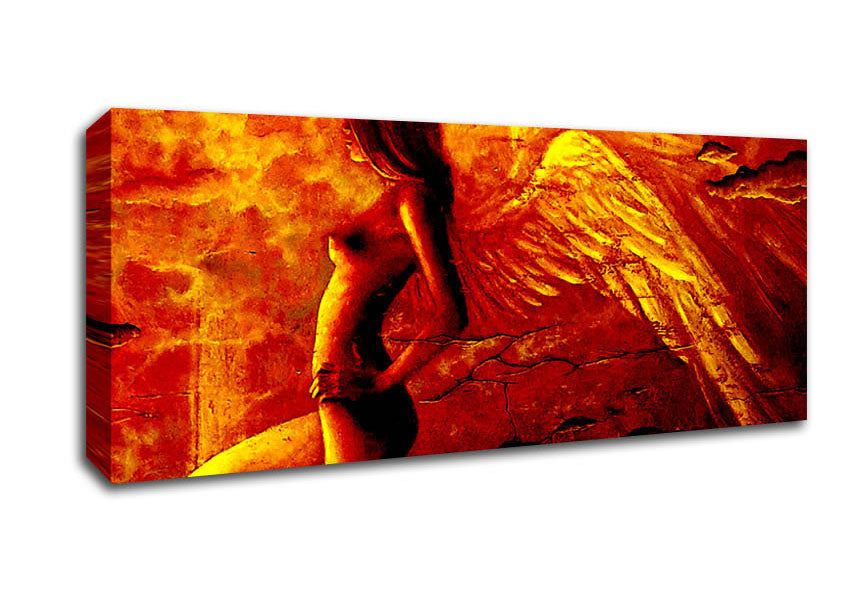 Picture of Orange Winged Angel Panoramic Canvas Wall Art