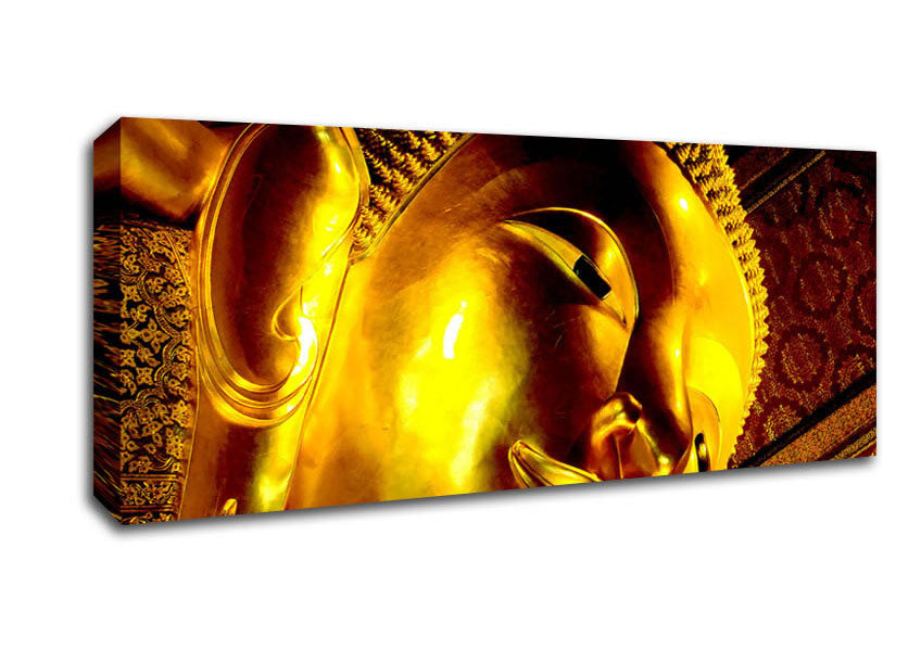 Picture of Golden Buddha Face Panoramic Canvas Wall Art