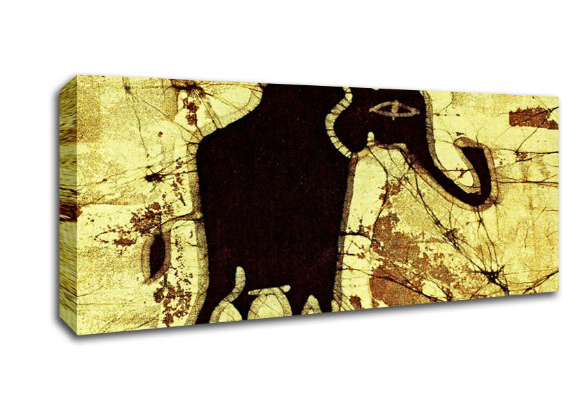 Picture of Tribal Elephant Brown Panoramic Canvas Wall Art