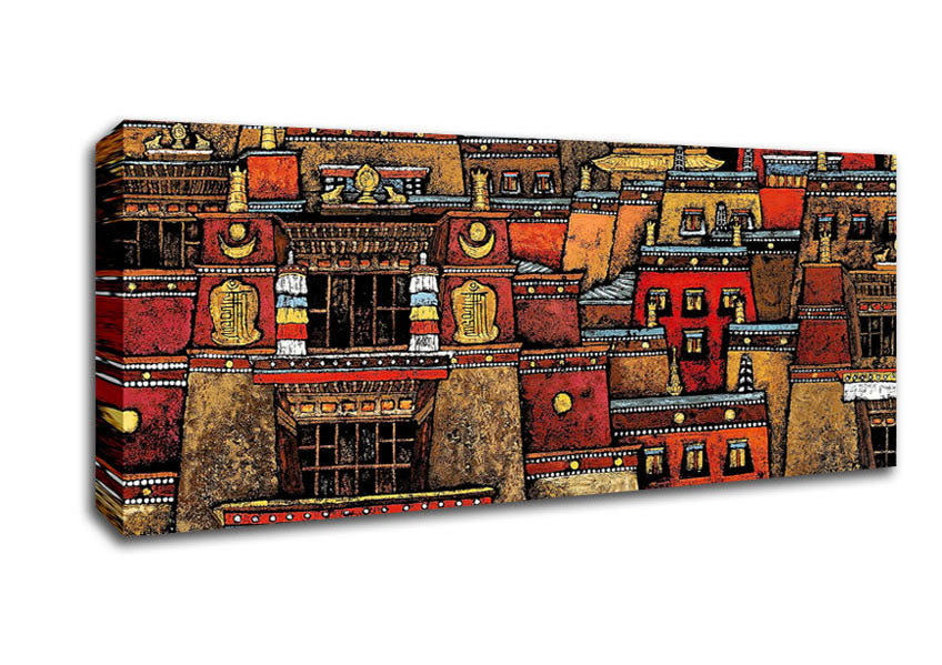 Picture of Tibetan Art Houses Panoramic Canvas Wall Art