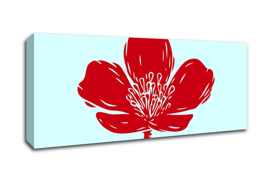 Picture of Red On Baby Blue Panoramic Canvas Wall Art