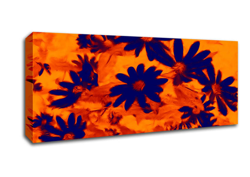 Picture of Purple On Orange Flowers Panoramic Canvas Wall Art