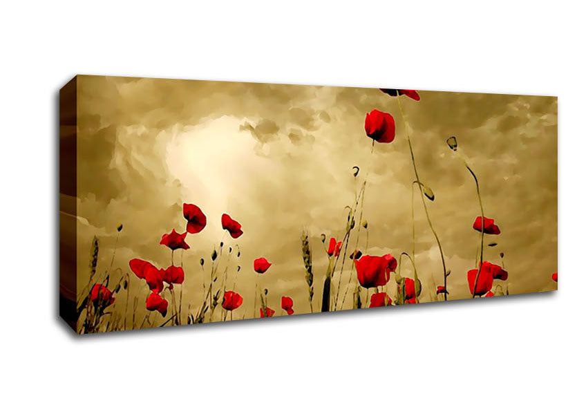 Picture of Red Poppy skies Panoramic Canvas Wall Art