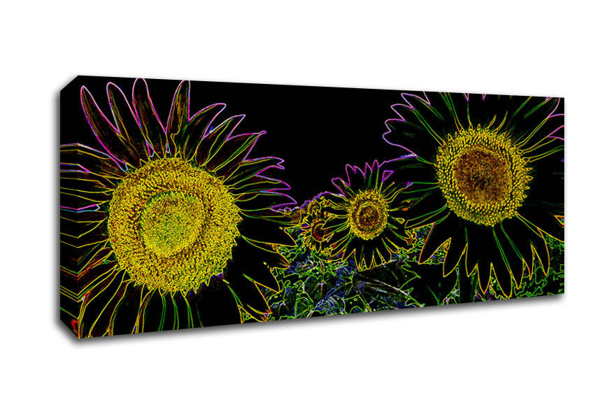 Picture of Abstarct Neon Floral 36 Panoramic Canvas Wall Art