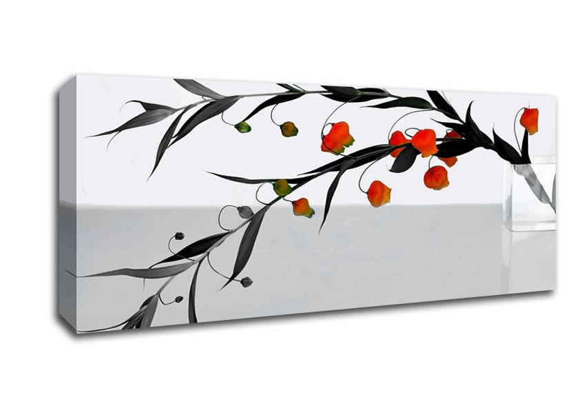 Picture of Vase Of Orange Buds B n W Panoramic Canvas Wall Art