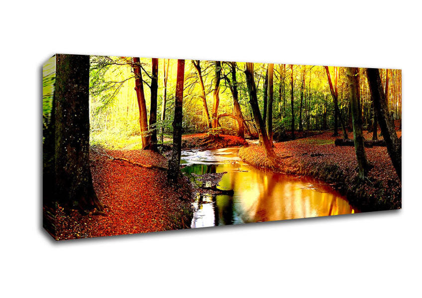 Picture of Impressive Autumn Stream Panoramic Canvas Wall Art