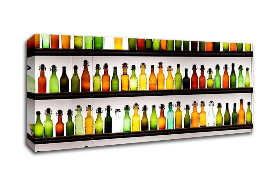 Picture of Colorful Bottles Panoramic Canvas Wall Art
