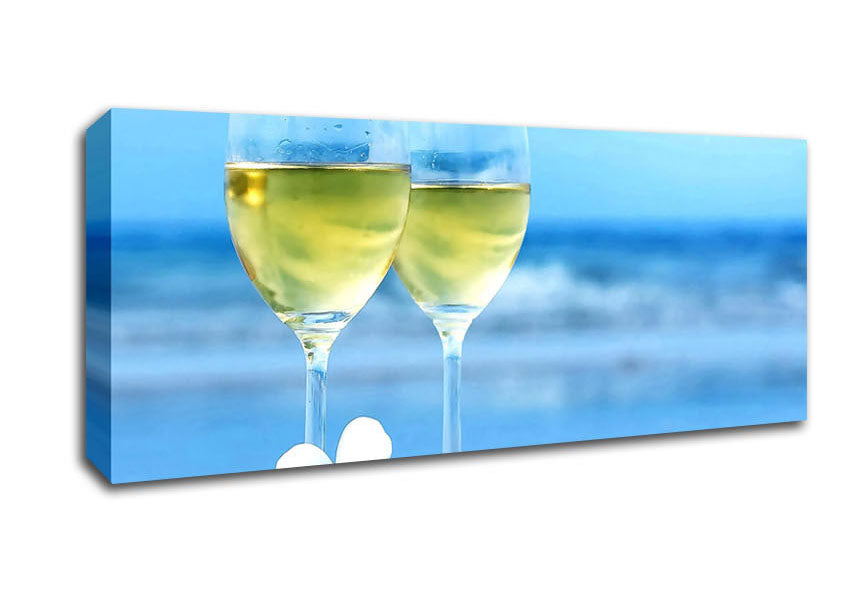 Picture of White Wine Glasses Panoramic Canvas Wall Art