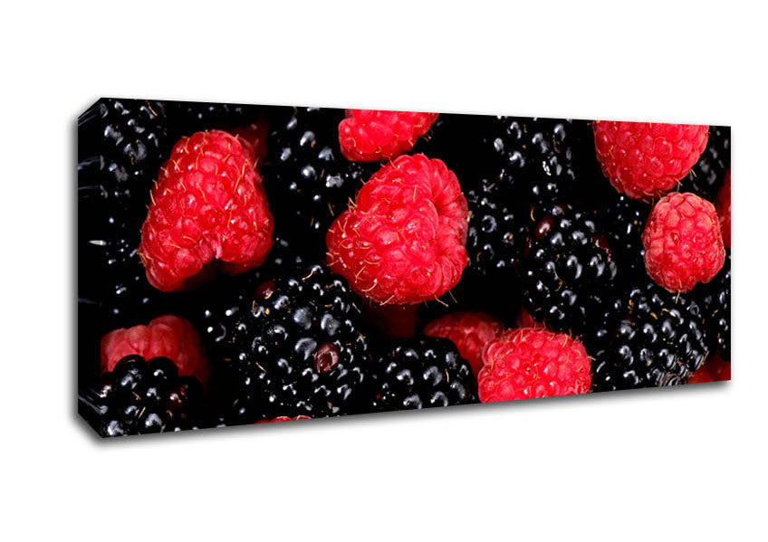 Picture of Raspberries n Blackberries Panoramic Canvas Wall Art