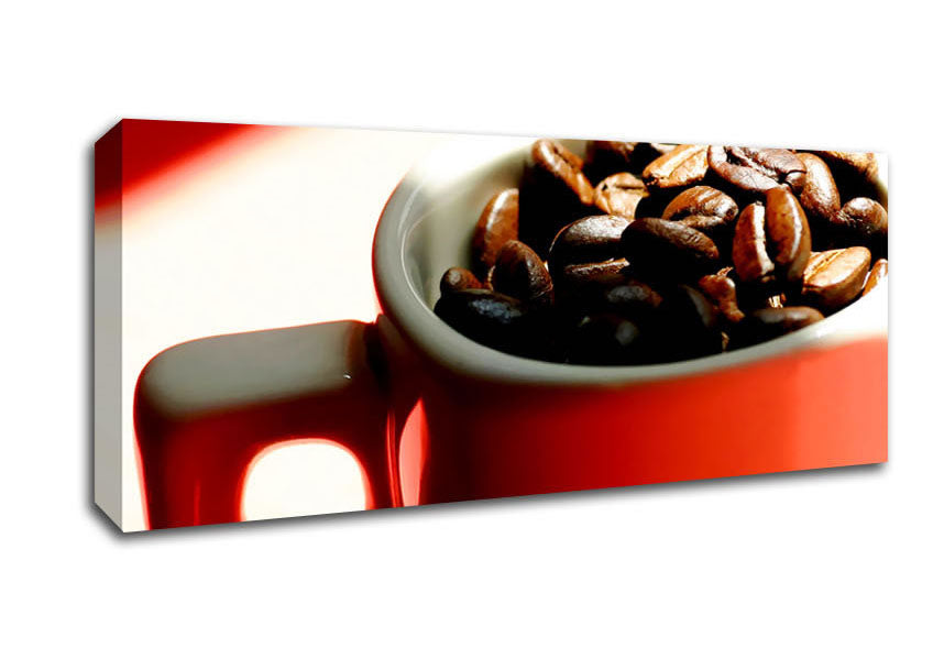 Picture of Red Coffee Bean Mug Panoramic Canvas Wall Art