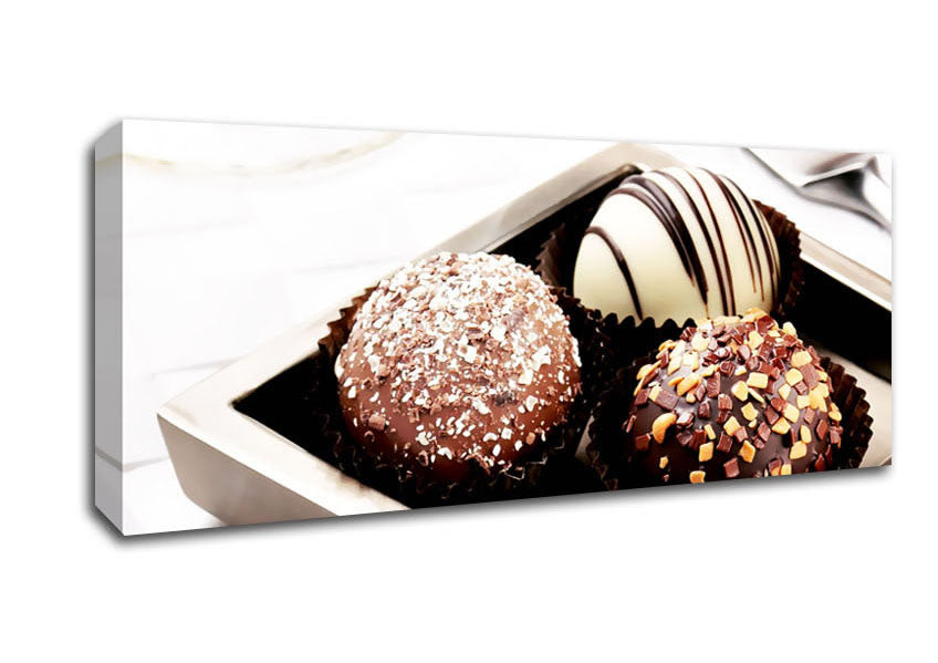Picture of Trio Of Chocolates Panoramic Canvas Wall Art
