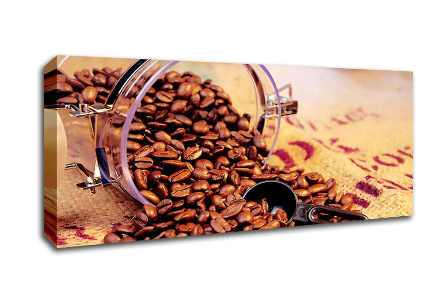 Picture of Coffee Bean Spill Panoramic Canvas Wall Art