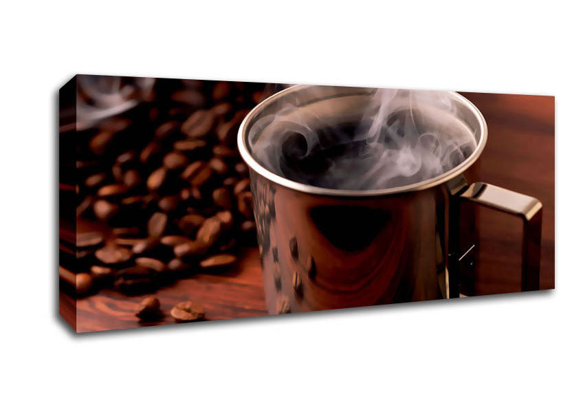 Picture of Steaming Hot Coffee Panoramic Canvas Wall Art