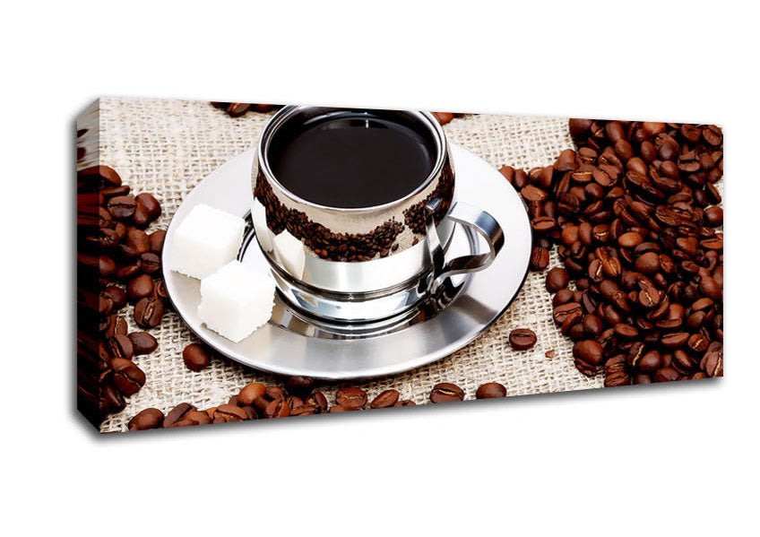 Picture of Silver Coffee Beans Panoramic Canvas Wall Art