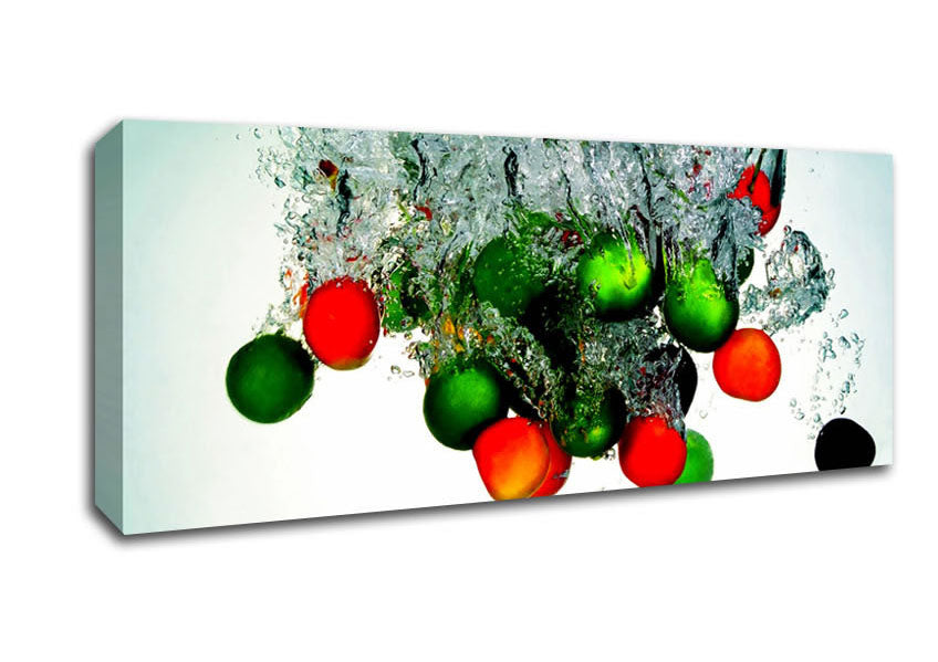 Picture of Water Splash Fruit Panoramic Canvas Wall Art
