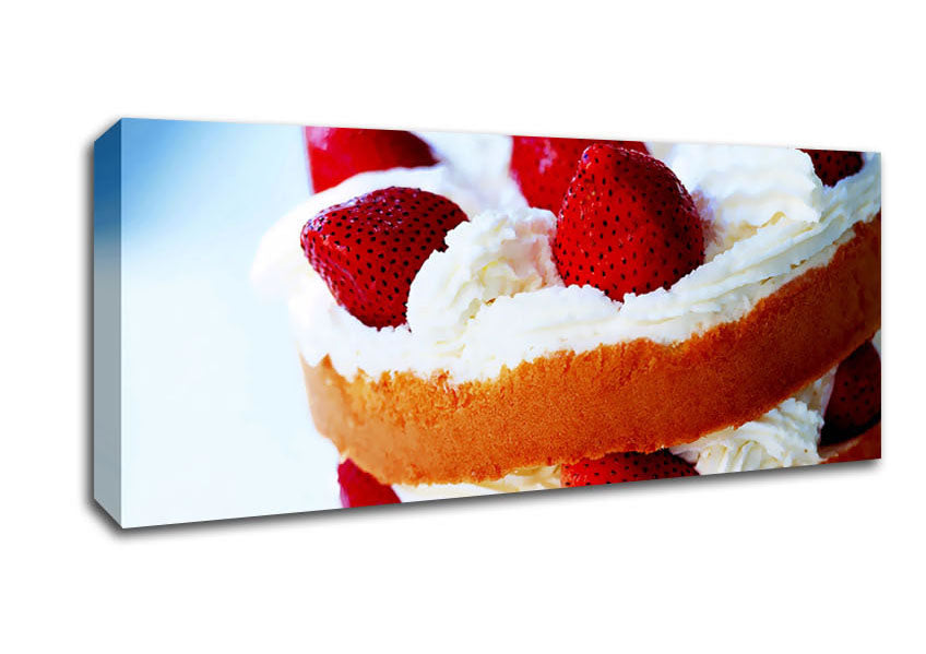 Picture of Strawberry Cream Cake Panoramic Canvas Wall Art