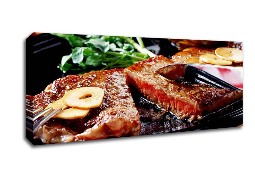Picture of Steak Dinner Panoramic Canvas Wall Art