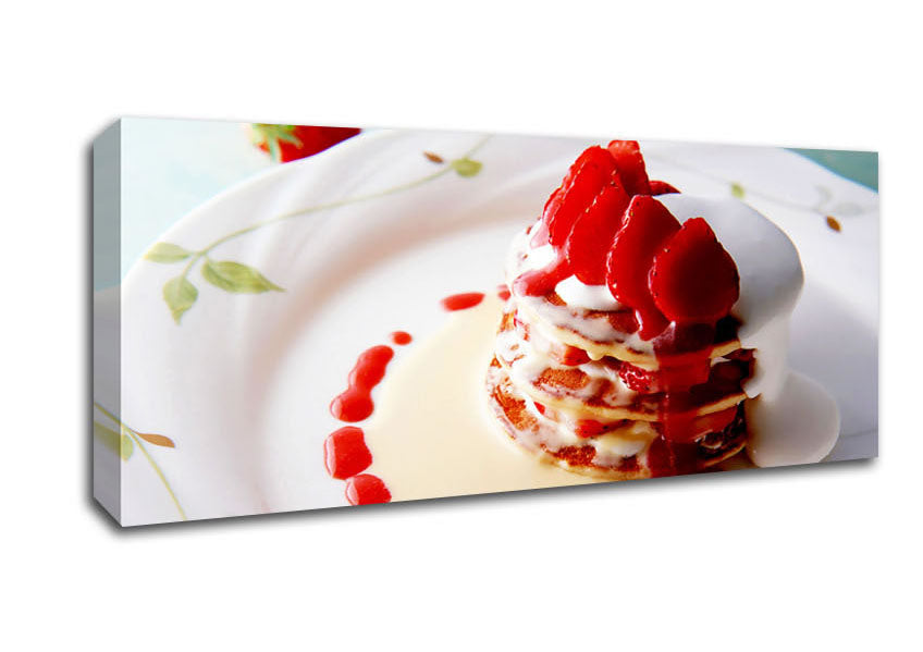 Picture of Strawberry Pancakes Panoramic Canvas Wall Art