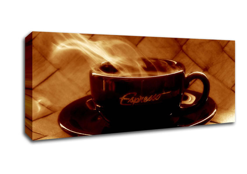Picture of Steamy Coffee Panoramic Canvas Wall Art