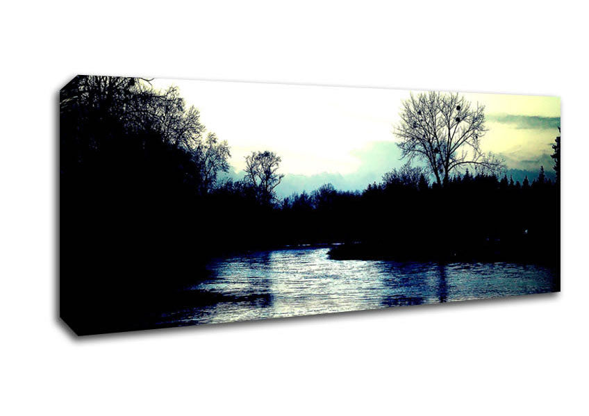 Picture of River At Dusk Panoramic Canvas Wall Art