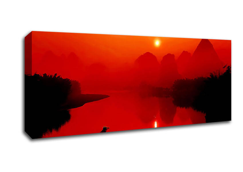 Picture of Red Paradise Lake Panoramic Canvas Wall Art