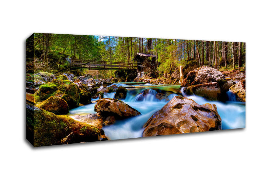 Picture of Secluded River Retreat Panoramic Canvas Wall Art