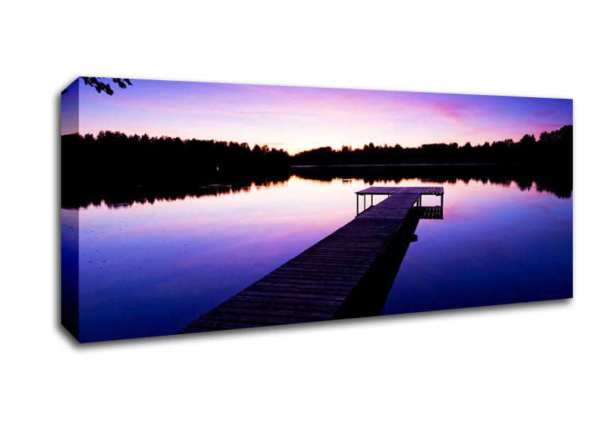 Picture of Purple Pier Calm Panoramic Canvas Wall Art