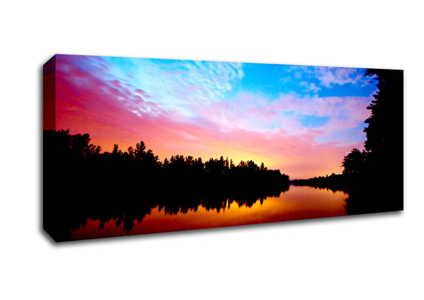 Picture of River Sunset Calm Panoramic Canvas Wall Art