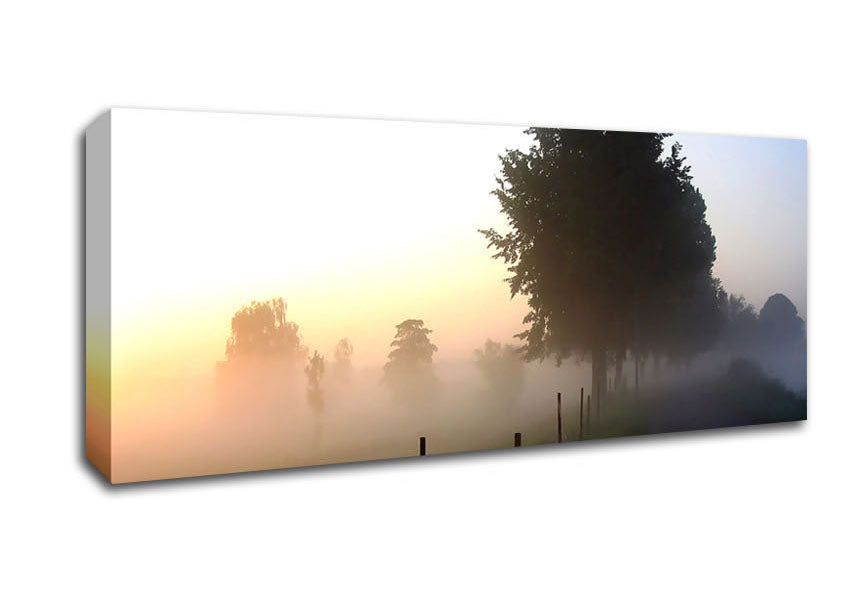 Picture of Mist In The English Countryside Panoramic Canvas Wall Art