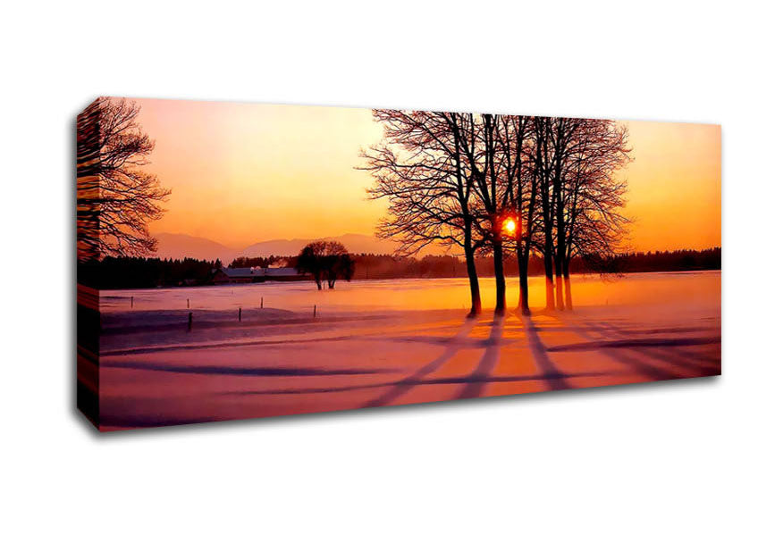 Picture of Winter Tree Sunrise Pinks Panoramic Canvas Wall Art