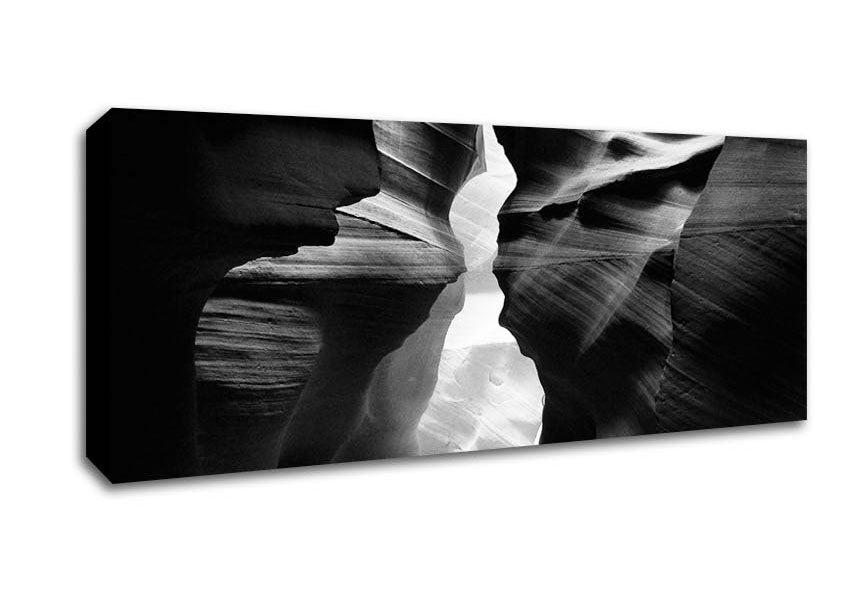 Picture of The Caves Doorway B n W Panoramic Canvas Wall Art