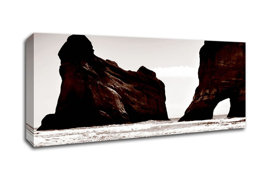 Picture of The Doorway To The Ocean Brown Panoramic Canvas Wall Art