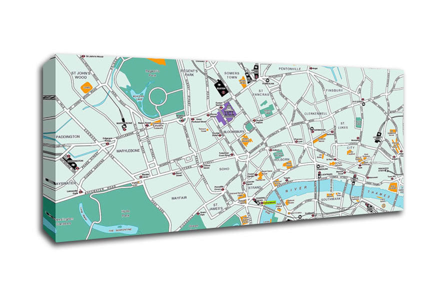 Picture of London Map Panoramic Canvas Wall Art