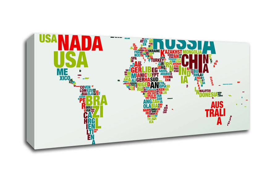 Picture of The World In A Map Panoramic Canvas Wall Art