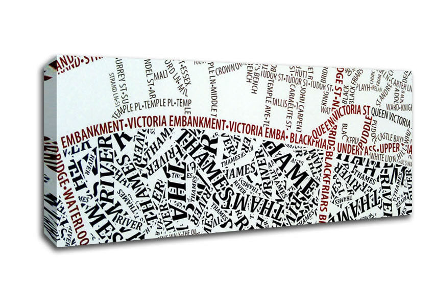 Picture of London River Thames Map Panoramic Canvas Wall Art