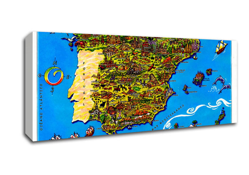 Picture of Spanish Map Panoramic Canvas Wall Art