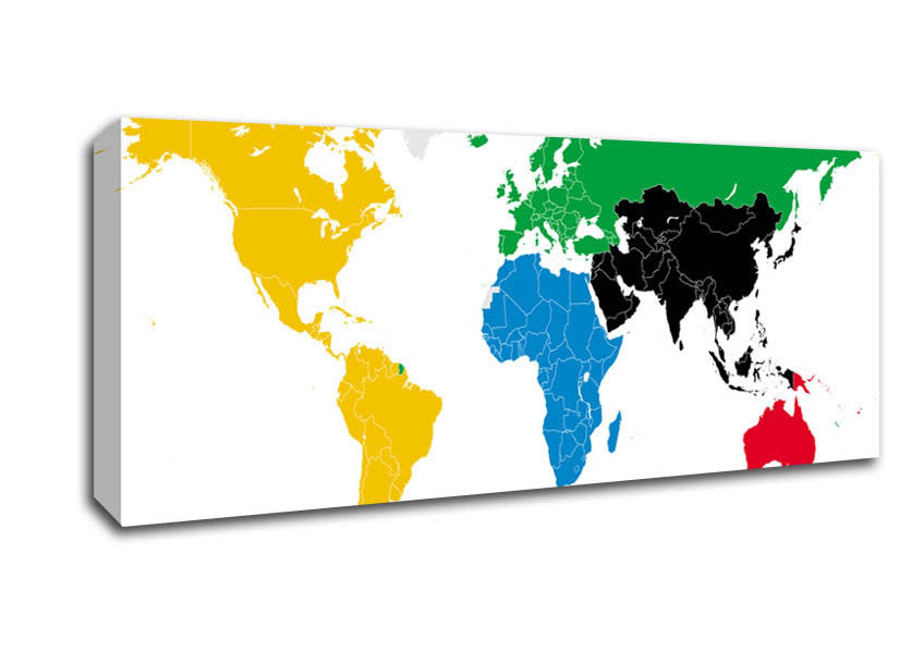 Picture of Colours Of The World Map Panoramic Canvas Wall Art