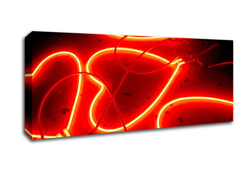 Picture of Valentines Day Neon Heart Panoramic Canvas Wall Art