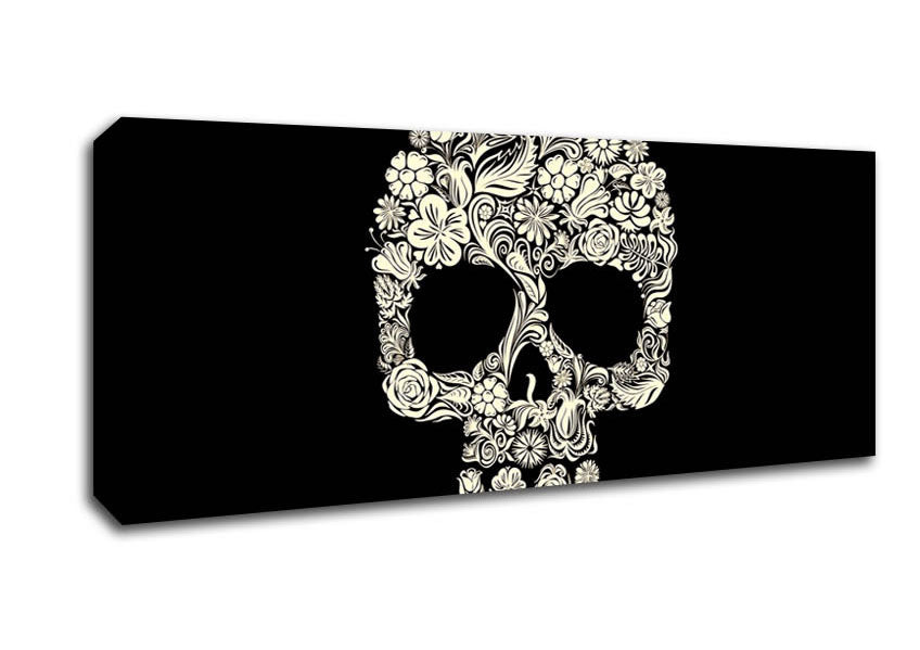 Picture of Skulls Floral Panoramic Canvas Wall Art