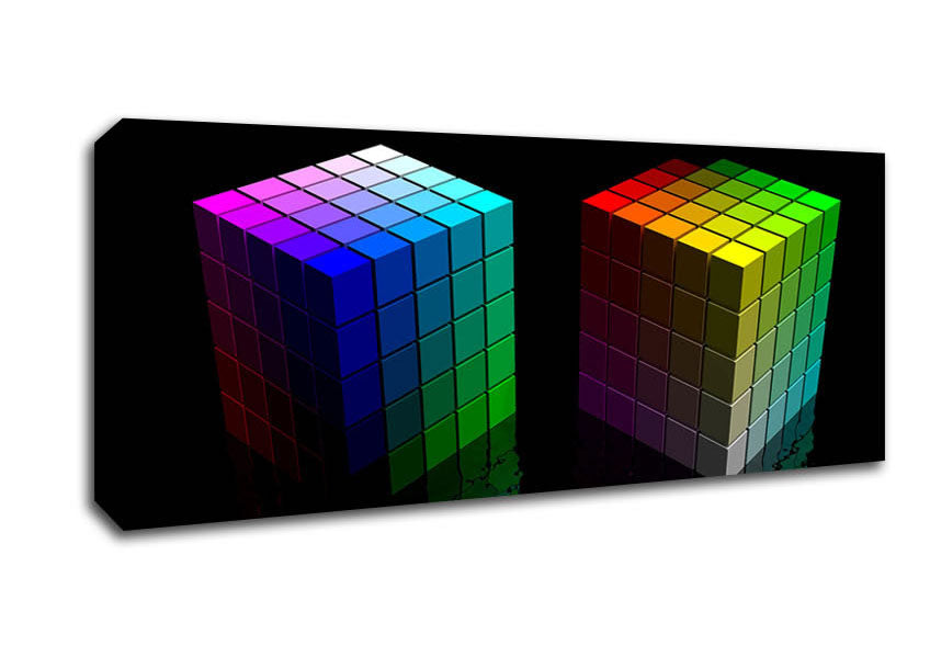 Picture of Colourful Cubes Black Panoramic Canvas Wall Art